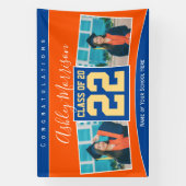 Klasse des Blue Orange Gold Abschluss Fotos 2023 Banner (Vertikal)