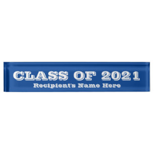 Klasse des Blue White Paperweight 2021 von Janz Namensplakette