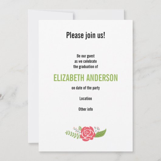 Klasse des Blumengrenzbildes 2021 Abschluss Foto Einladung (Rückseite)