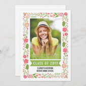 Klasse des Blumengrenzbildes 2021 Abschluss Foto Einladung (Vorne/Hinten)