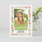 Klasse des Blumengrenzübergangs-Fotos Abschluss 20 Einladung (Stehend Vorderseite)