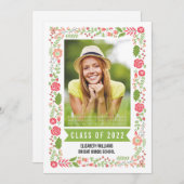 Klasse des Blumengrenzübergangs-Fotos Abschluss 20 Einladung (Vorne/Hinten)