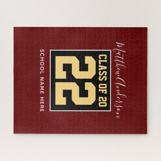 Klasse des Burgund Black and Gold Abschlüsse 2023 Puzzle (Horizontal)