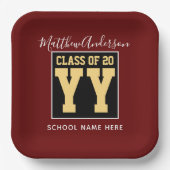 Klasse des Burgund Black and Gold Abschlüsse 2024 Pappteller (Vorderseite)