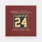 Klasse des Burgund Black and Gold Abschlüsse 2024 Serviette (Vorderseite)