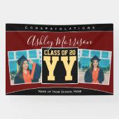 Klasse des Burgundy Black Gold Abschluss Fotos 202 Banner (Horizontal)