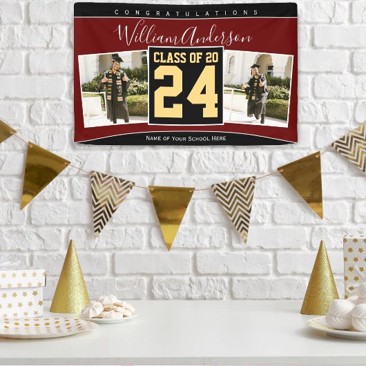 Klasse des Burgundy Black Gold Abschluss Fotos 202 Banner