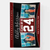 Klasse des Burgundy Dark Red Abschluss Fotos 2024 Banner (Vertikal)