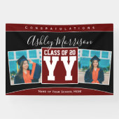 Klasse des Burgundy Dark Red Abschluss Fotos 2024 Banner (Horizontal)