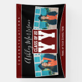 Klasse des Burgundy Dark Red Abschluss Fotos 2024 Banner (Vertikal)