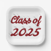 Klasse des burgundy-Script-Abschlusses 2025 Pappteller (Vorderseite)