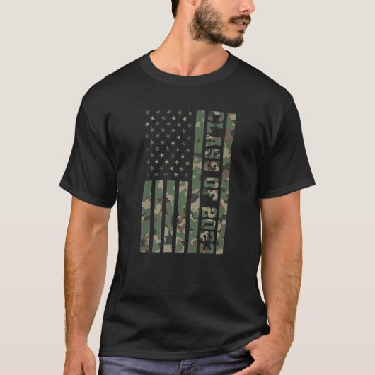 Klasse des Camouflage American Flag Abschlusses 20 T-Shirt (Vorderseite)