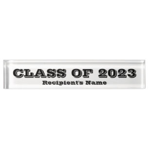 Klasse des Clear Black Paperweight 2023 von Janz Namensplakette