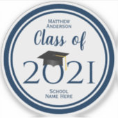 Klasse des einfachen eleganten Navy Blue Abschluss Aufkleber (Vorderseite)