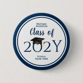 Klasse des einfachen eleganten Navy Blue Abschluss Button (Vorderseite)