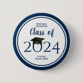 Klasse des einfachen eleganten Navy Blue Abschluss Button (Vorderseite)