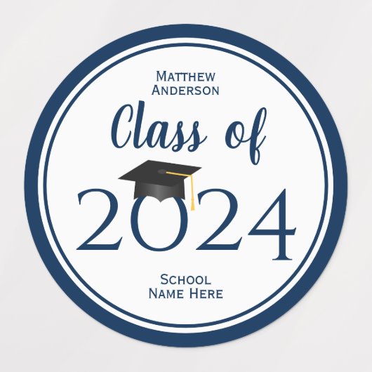 Klasse des einfachen eleganten Navy Blue Abschluss Etiketten (Design 2)