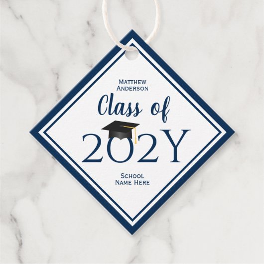 Klasse des einfachen eleganten Navy Blue Abschluss Geschenkanhänger (Vorderseite)