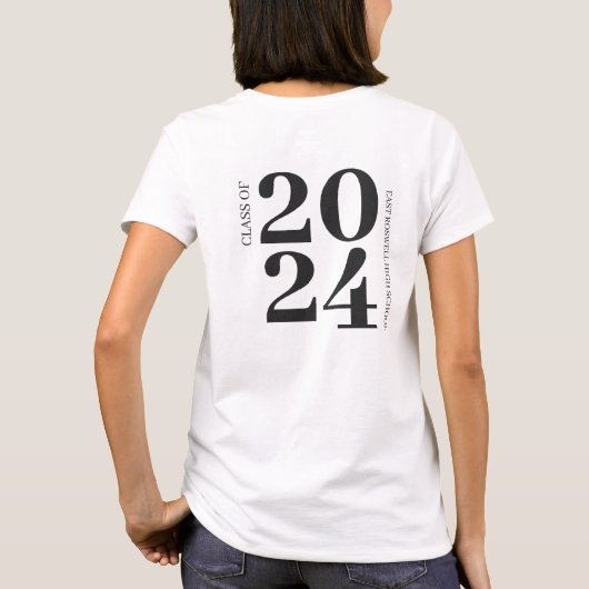 Klasse des einfachen Schwarz-Weiß-Abschlusses T-Shirt (Rückseite)