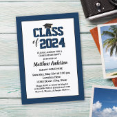 Klasse des Elegant Navy Blue Abschluss 2024 Einladung