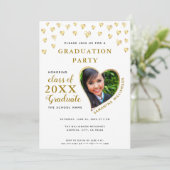 Klasse des eleganten Abschlusses Weiß und Gold 202 Einladung (Stehend Vorderseite)