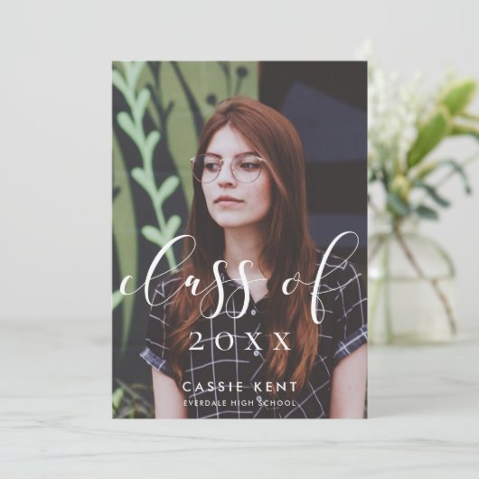 Klasse des eleganten Fotos Abschluss 2025 Ankündigung (Stehend Vorderseite)