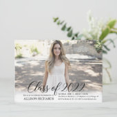 Klasse des eleganten Kalligraphie-Abschluss-Fotos Einladung (Stehend Vorderseite)