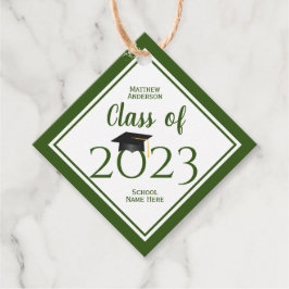 Klasse des eleganten waldgrünen Abschlusses 2023 Geschenkanhänger