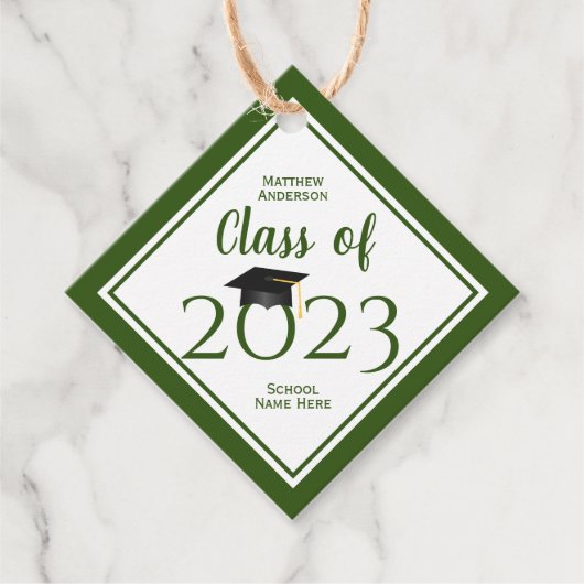 Klasse des eleganten waldgrünen Abschlusses 2023 Geschenkanhänger (Vorderseite)