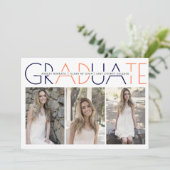 Klasse des Fotos 2023 in Marineblau, Korallen-Absc Einladung (Stehend Vorderseite)