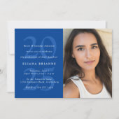 Klasse des Fotos der klassischen blauen Abschlussf Einladung (Vorderseite)