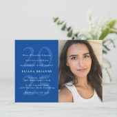 Klasse des Fotos der klassischen blauen Abschlussf Einladung (Stehend Vorderseite)