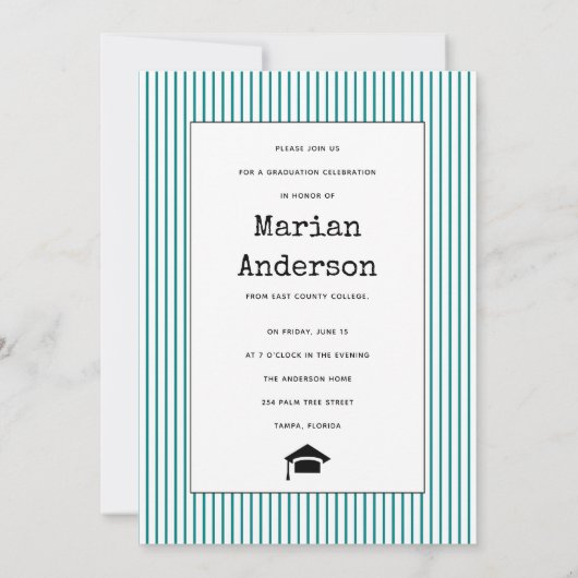 Klasse des Fotos für aquamarine Abschluss-Schreibm Einladung (Rückseite)