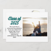 Klasse des Fotos für grünen Abschluss 2025 Einladung (Vorne/Hinten)