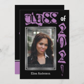 Klasse des Fotos für lila Abschluss 2021 Einladung (Vorne/Hinten)