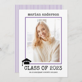 Klasse des Fotos für lila Abschluss-Schreibmaschin Einladung