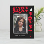 Klasse des Fotos für roten Abschluss 2021 Einladung (Stehend Vorderseite)