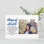 Klasse des Fotos mit blauen Skripten 2025-Abschlüs Einladung (Stehend Vorderseite)