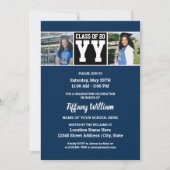 Klasse des Fotos Navy Blue and Black Abschluss 202 Einladung (Vorderseite)