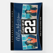 Klasse des Fotos Navy Blue & Black Abschluss 2023 Banner (Vertikal)