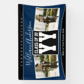 Klasse des Fotos Navy Blue & Black Abschluss 2023 Banner (Vertikal)