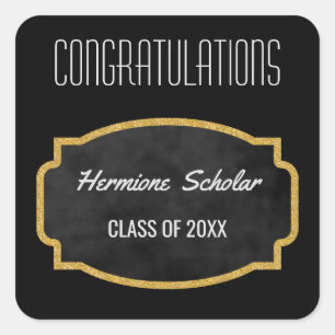 Klasse des GoldGlitzer-Abschluss-Gastgeschenk-  Quadratischer Aufkleber