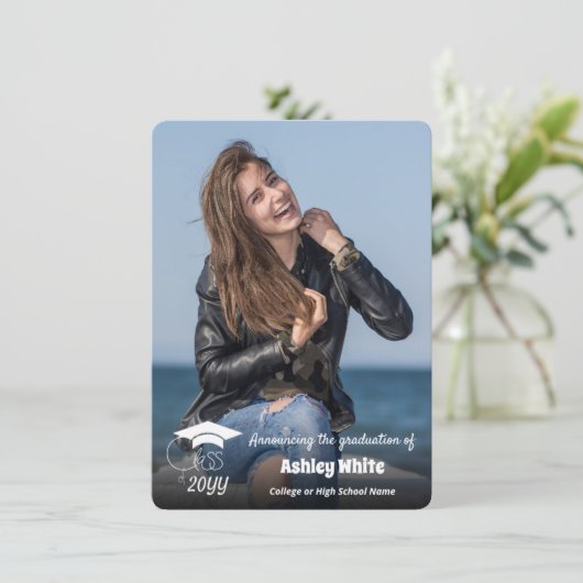 Klasse des grad-inspirierenden Zitat-Schwarz-Overl Ankündigung (Stehend Vorderseite)