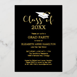 Klasse des Grades Party Black Gold der High School Folieneinladung