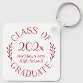 Klasse des Graduate Name Red Typografy Schlüsselanhänger (Rückseite)