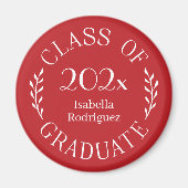 Klasse des Graduate Name Typografy Red Magnet (Vorne)