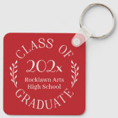 Klasse des Graduate Name Typografy Red Schlüsselanhänger (Rückseite)