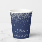 Klasse des Graduates für Silbernavy-Blue-Glitzer 2 Pappbecher (Rückseite)