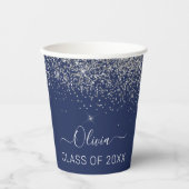 Klasse des Graduates für Silbernavy-Blue-Glitzer 2 Pappbecher (Vorderseite)