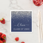 Klasse des Graduates für Silbernavy-Blue-Glitzer 2 Serviette (Beispiel)